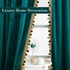 StangH Teal Pompom Velvet Curtains - Luxury Velvet Bedroom Curtains