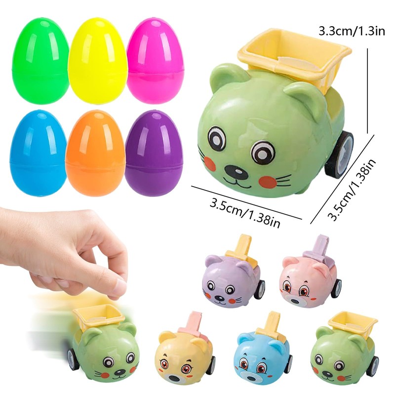 Generisch # Easter Egg Filled with Pull Back Car Animals