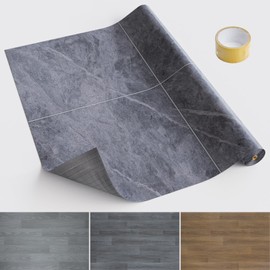 Homease Vinyl Flooring Roll, Versatile PET Leather-Like Floor Covering - Waterproof & Durable, Grey Marble Vinyl Plank Flooring, Easy to Install, Ideal for Rentals & Home Decor - 39.4x393.7 Inches