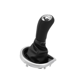 Hihaha 5 Speed Manual Gear Shifter Knob with Cover for Renault Clio | Gearbox Stick Shifter Lever Knob Black Chrome Silver Tone Plastic Faux Leather 1 Pcs Durable Material