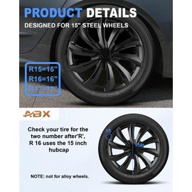ABX Hubcap Wheel Covers Hub Caps 15 Inch Set of 4 Black & Silver Universal Wheel Rim Cover R15 Stylish Car Decor Wheel Covers for Toyota Camry Nissan Mazda (black-11, 15 inch)
