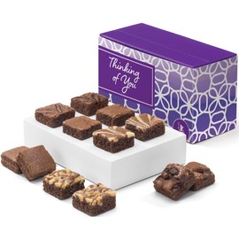 Fairytale Brownies Thinking of You Magic Morsel Dozen Individually Wrapped Gourmet Chocolate Food Gift Basket for Sympathy Good Luck or All-Occasion - 1.5 Inch x 1.5 Inch Bite-Size Brownies - 12 Pieces - Item HT412
