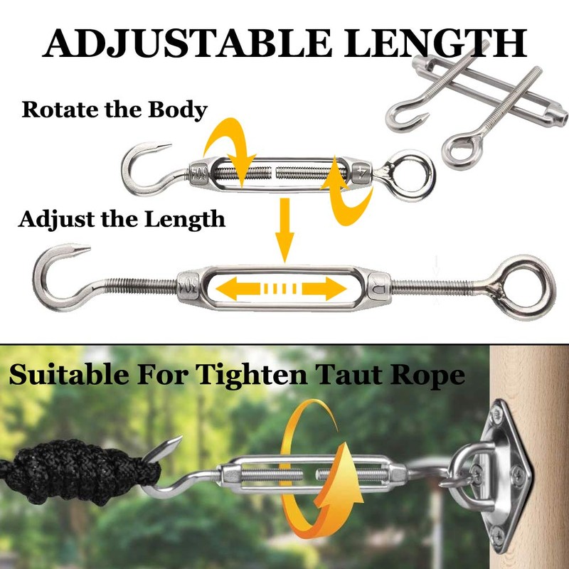Turnbuckle Lsqurel 10PCS 304 Stainless Steel Turnbuckle Hook and Eye