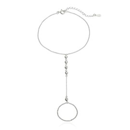 CZ Diamond Ring Bracelet Hand Chain - 925 Sterling Silver Finger Ring Bracelet for Women- Ring with Bracelet Attached - Slave Bracelets 7" to 9" Length