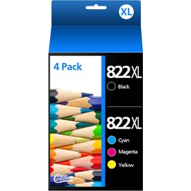 822XL Ink Cartridges Combo Pack Remanufactured Replacement for Epson 822XL Ink Cartridges for Epson 822 822XL 822 XL T822XL to use with Pro WF-3820 WF-3823 WF-4820 WF-4830 Printer（4 Pack, 822XL）