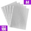 A4 Clear Punched Pockets Pack of 100 for Ring Binders