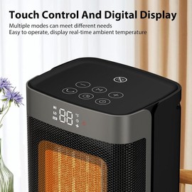 ToLife Space Heater Indoor with Thermostat, 1500W PTC Electric Heater, 60°Oscillating, 4 Modes, 12h Timer, Overheat Protection, Portable Heater for Home Office Desk Indoor Use Heat Up 200 Square Feet