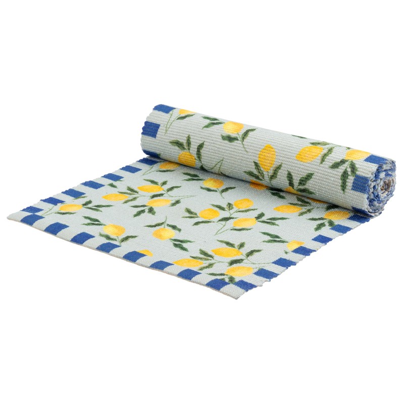 furn. Lemons Table Runner – Washable Striped Mediterranean Fruits Quick