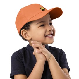 Smile Face Toddler Hat Baseball Cap for Boy Girls Baseball Hats Kids Soft Cotton Adjustable Cute Caps for 4-12 Years Orange