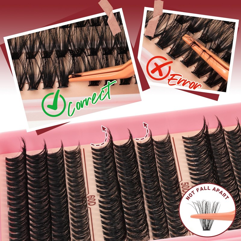 Higu clace Wimpern-Extensions,30D+40D+50D+60D Lash-Extension-Set, Wimpern-Extensions-Set-7-tage halt mit Applikator und Wimpernkleber