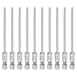HARFINGTON 10pcs T8 Security Torx Bit 1/4" Hex Shank 4" Long S2 Steel Magnetic Tamper Resistant Star Bits Screwdriver Torx Head with Hole for Driver Drill Bits Remove Fastening Screws