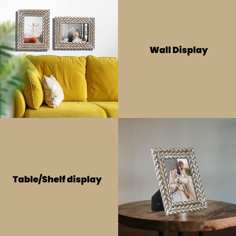 FIHOO 5 x 7 Picture Frame Spiral Rope Design Vintage