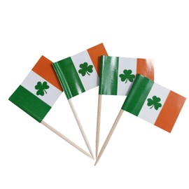 JBCD Ireland Shamrock Toothpick Flag Irish Mini Small Cupcake Topper Flags (100 pcs)