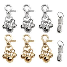 USHXVG 6 Pieces Pet Bells, 2 Pieces Information Pendants, Collar Bells, Key Bell Clasp, Pet Pendant Bells, Loud Dog Bells, Suitable For Pet Collar Decoration