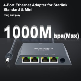 Starlink Gen3/Mini Ethernet Adapter with 4 RJ45 Ports,Multi Ports Starlink Ethernet Adapter with Wired External Network for Other Devices and Network Cable[4 Devices Networked Simultaneously]