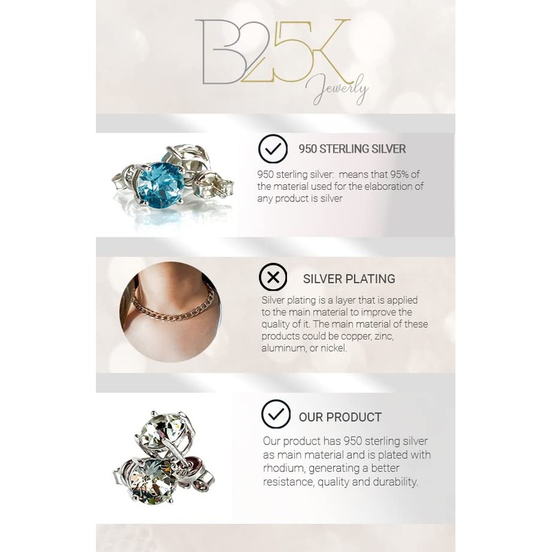 Silver Earrings Pendientes Redondos Aretes Plata Ley 950 Zircon Stud
