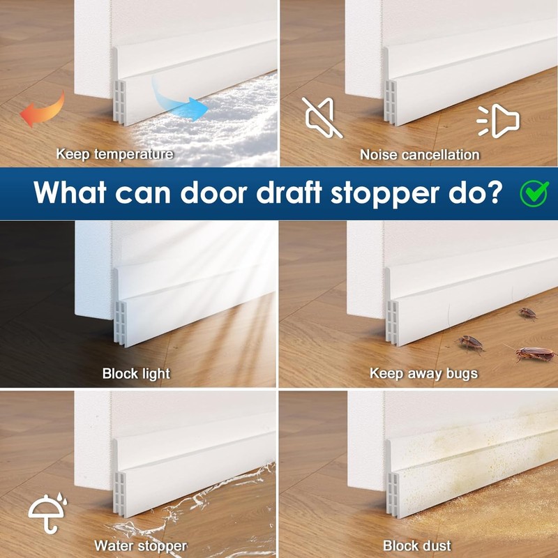 Hojoy 2 Pack Under Door Draft Stopper, Adjustable Door Sweep