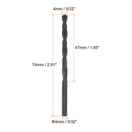 QUARKZMAN Jobber Drill Bits 4 mm (5/32 Inch) Nitride Coated High Speed Steel (HSS) 4241 Twist Drill Bits for Stainless Steel Copper Aluminium Alloy Metal Wood Plastic Pack of 10 Black
