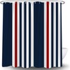 QSSMQS Navy Blue Red Striped Shower Curtain Modern Abstract Vertical