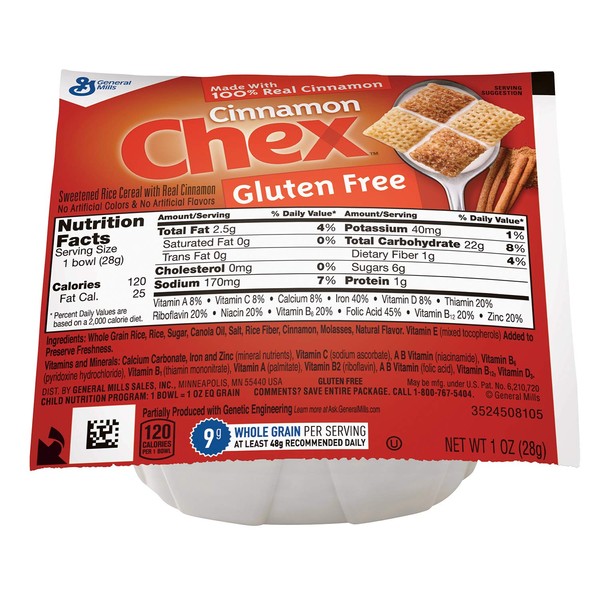 Cinnamon Chex Gluten Free Bowlpak Cereal, 96Count