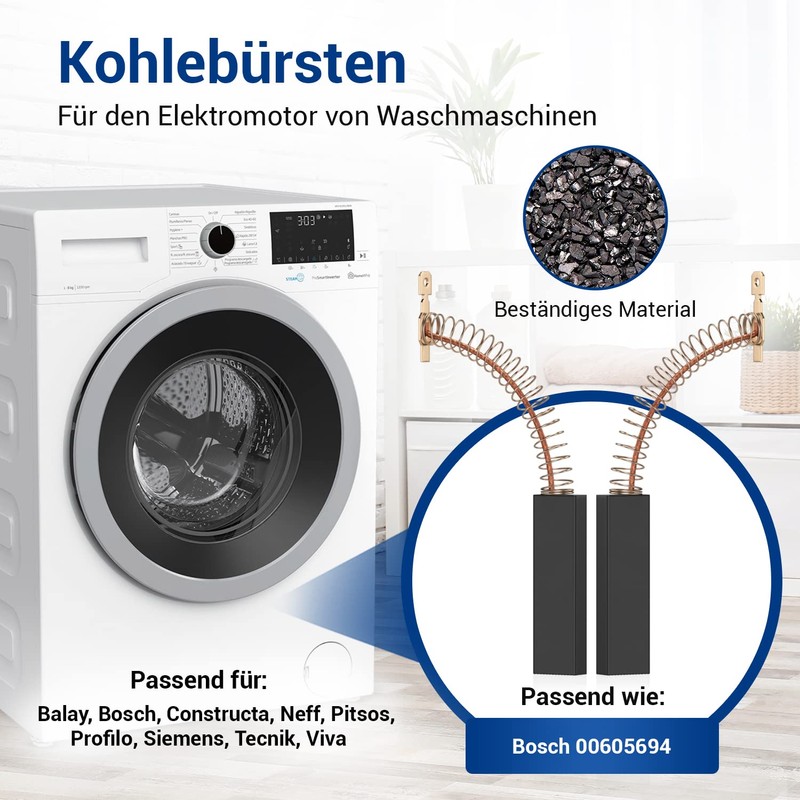 VIOKS Washing Machine Carbon Brushes 2x for Electric Motor Replacement