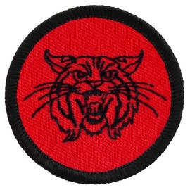 Retro Red and Black Wildcat Patrol Patch - 2" Diameter Round Embroidered Patch (Sew-on)