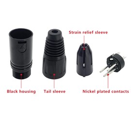 Kallaudo 4-Pin XLR Cable Connector XLR 4 Pin Male Plug Connector Mic Cable Plug Connector Audio Adapter for Microphone, Mixers, Black, 2 Pack