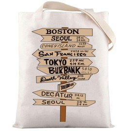 LEVLO Boston Tote Bag Seoul Trip Souvenir Gift Coneyisland Travel Shoulder Bag San Francisco Vacation Merchandise (Boston Tote)