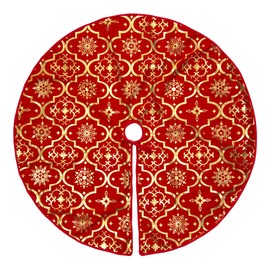 Christmas Village Fur Faux Tree Skirt Base Cover Mat perfect for Xmas, Parties, Holidays, Home Decor, Christmas Decorations, with Snowflake Design (White, 90cm)