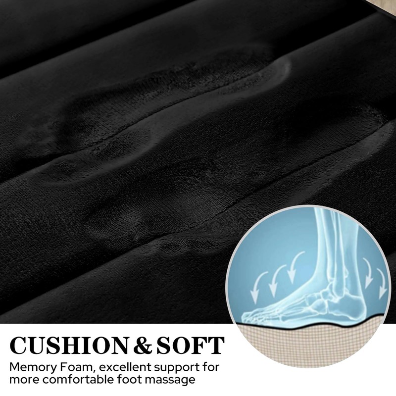 BYSURE BYSURE Black Memory Foam Bathroom Rug Set 3 Piece,