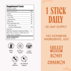 NOVOKIND NOVOKIND Pure Himalayan Shilajit for Men with Honey - Cinnamon, On-The-Go Energy Sticks & Immune Support for Women | 75%+ Fulvic Acid | 85+ Trace Minerals, 100% Natural, Pack of 30