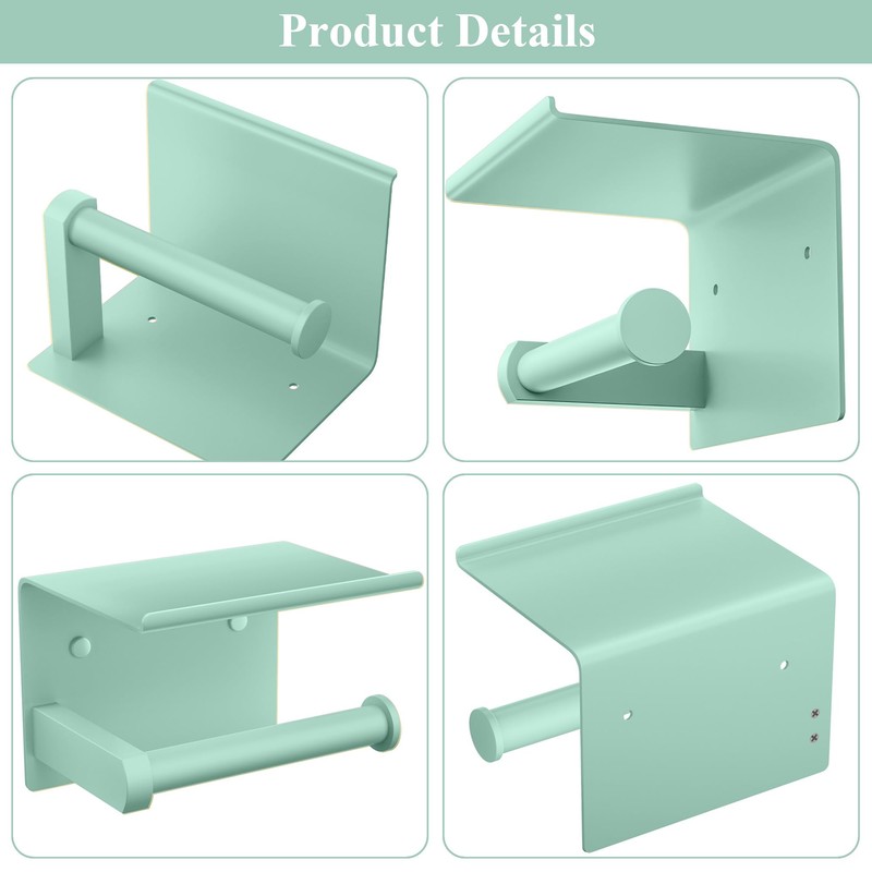 Tindbea Toilet Paper Holder with Phone Shelf, Adhesive or Screw