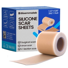 Silicone Scar Sheets Surgical Tape (1.6”x120” Roll) Face Patches Acne Treatment C Section Strips, Skin-Sensitive Medical Grade Healing Scar Bandages Pads for Keloid, Stretch and Tummy Tuck Recovery