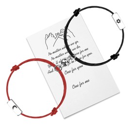 uwows Customisable Attraction Rope Braided 2-Piece Bracelets with Magnetic Bells 4 Sides Engraved Perfect Jewellery Gift for Couples, Families, Sisters, Best Friends, Rope