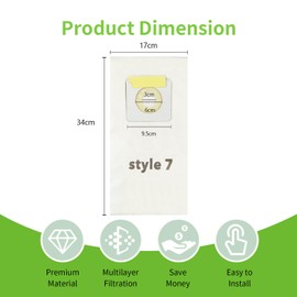 Gudotra 20 Pack Replacement Vacuum Bags Style 7 Paper Bag Fit PowerForce Uprights Vacuums 3537 3522 35221 35223 35224 35225 35226 3522R 3522X 3525 35252 3525R 3530D 3530R Replace Part 32120