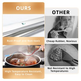 SUPAURORA Stainless Steel Kitchen Utensil Set, 6-Piece Cooking Tools with Slotted Spoon, Soup Ladle, Pasta Server, Serving Spoons, Spatula, Slotted Turner, Non-Toxic Easy to Clean, Large Size, Silver