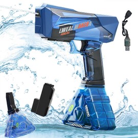 Novel Electric Water Gun Summer Toy, 26 to 32 FT Long Range Auto Water Blaster, Triangular Large Capacity Water Storage Tank, Beach Toys for Adults/Kids.