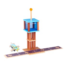 Udeas Airport Toy Set Made of Wood, High-Quality Airport Model with Aeroplane Toy, Children's Toy from 3 Years, Easy to Assemble, Wooden Toy