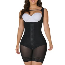 YIANNA Fajas Colombianas Moldeadoras Shapewear Tummy Control for Women Butt Lifter with Zipper Crotch Faja Body Shaper,YA7289-Black-S