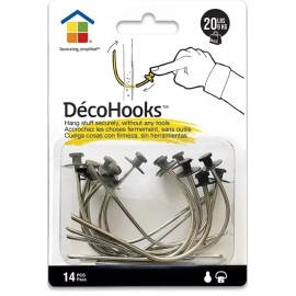 Under The Roof Decorating, Inc 14Pk DecoHooks Drywall Picture Hangers Holds 20lbs Strong Secure Hanging System