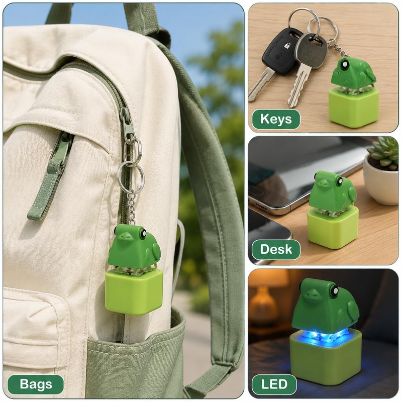 2PCS Frog Keychain Fidget Clicker Toy for Stress & Anxiety
