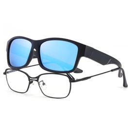 LVIOE Over Glasses Sunglasses for Men Polarised Lens Square Frame Fit Over Glasses UV400 Protection
