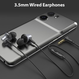 AIAUXAI In-Ear Headphones Wired 3.5mm Jack HiFi Headphones with Mic Powerful Bass Sound HD Calls No Noise for Phone Computer Tablet MP3