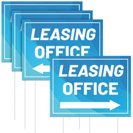 Ripeng 3 Pcs Leasing Double Sided Yard Signs with Arrow 16 x 12 Inch Yard Signs with Stakes for Outdoor Office Retail Store Restaurant Bar Hotel(Leasing Office)