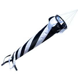 CIM Windsock – Wind Turbine 90 Black/White – UV-Resistant and Weatherproof – Diameter 20 cm, Length 90 cm – Includes Ball Bearing Swivel Clip