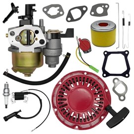 Strongthium Carburettor & Pull Starter Set Fits Loncin G200F Lifan 168F 170F, Compatible with Honda GX160 GX200 196cc 212cc, 6.5HP Engine Maintenance Kit Including Ignition Coil & Air Filter