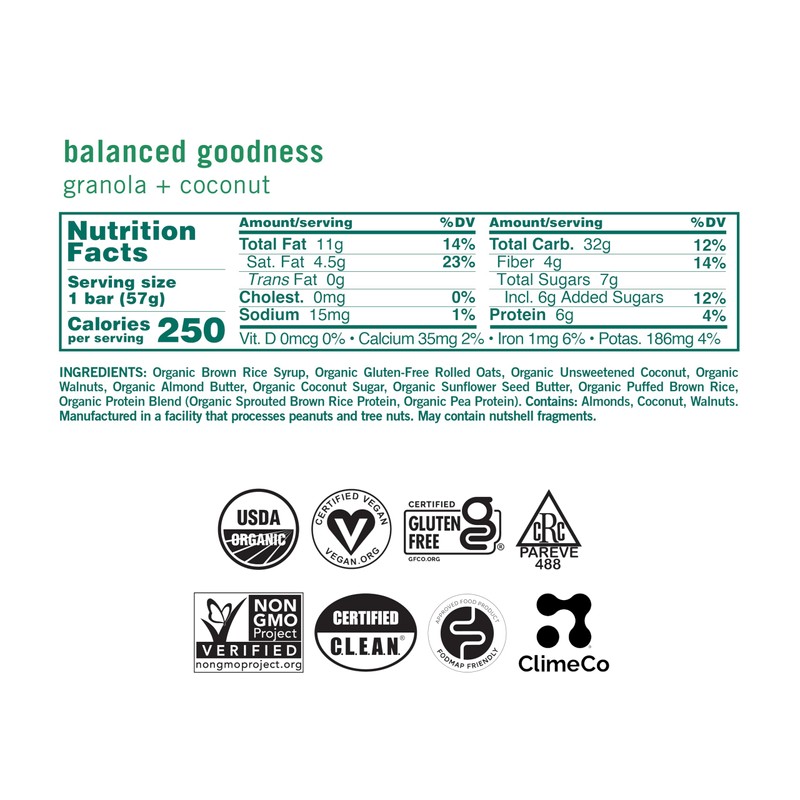 GoMacro MacroBar Organic Vegan Snack Bars - Granola + Coconut