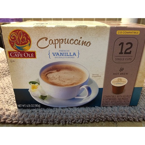H.E.B. Cafe Ole Cappuccino VANILLA Flavored 12 single cups