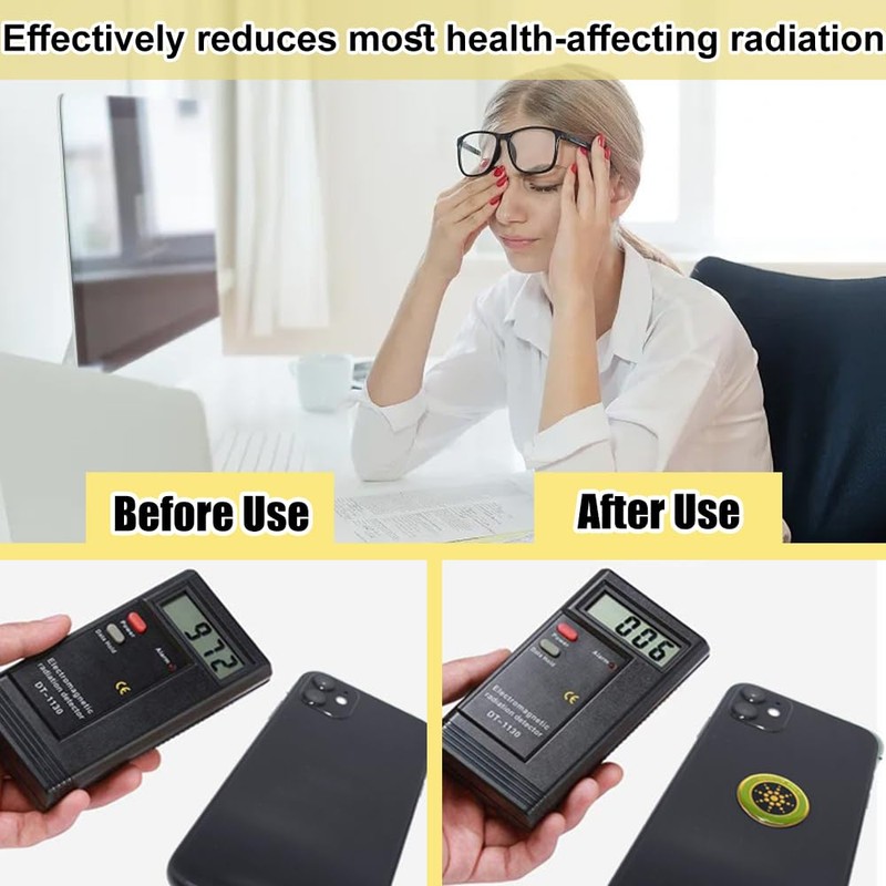 HUSABEJAIN 8 PCS Anti-Radiation Shield Gold EMF Protection Stickers 5G