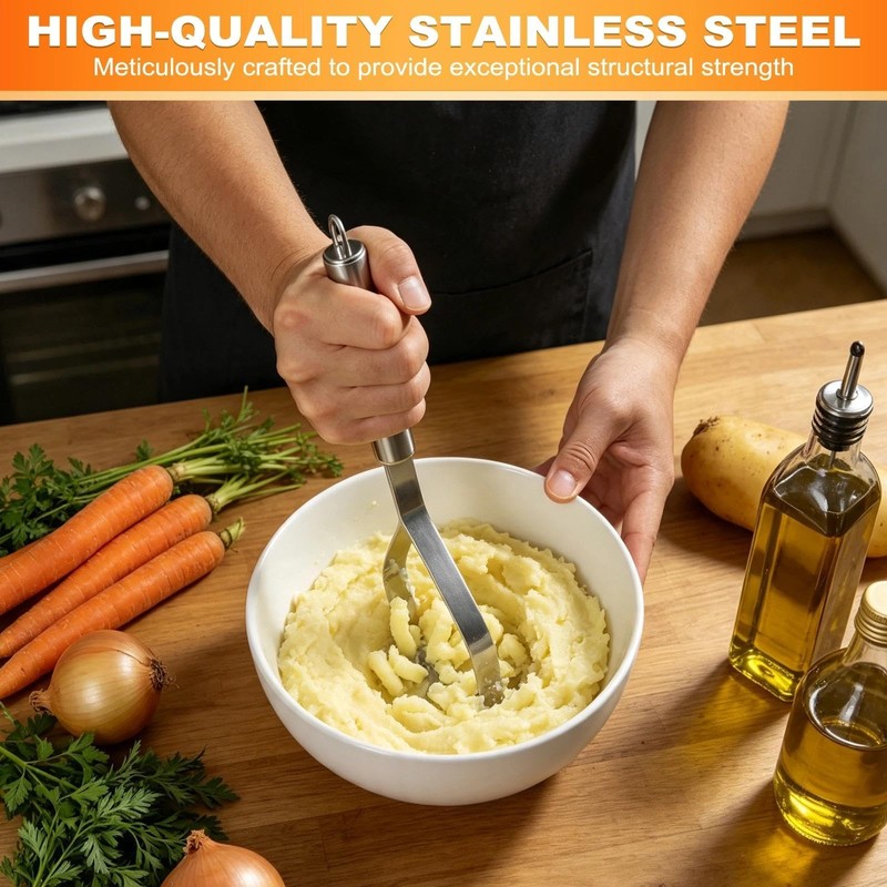 Stainless Steel Potato Masher, Labor-Saving Heavy Duty Potato Ricer,
